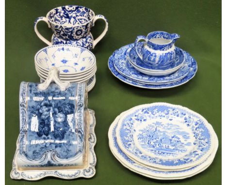 Sundry blue and white ceramics Inc Copeland Spode Italian, Victorian cheese dish and cover etc

all used and unchecked 