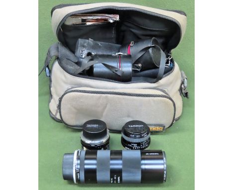 Camera bag containing three Tamron lenses etc

All in used condition 