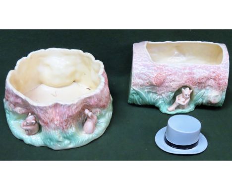 Two Slyvac ceramic posy bowls, plus Moss Brothers ceramic advertising top hat

All in reasonable used condition 