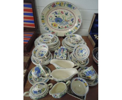 A part tea and dinner service by Mason's in the Regency designNO VISIBLE FAULTS OR REPAIRS, STAINING TO A FEW PIECES
