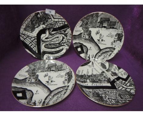 A selection of ceramic display plates by modern artist Greyson Perry from the National Portrait gallery