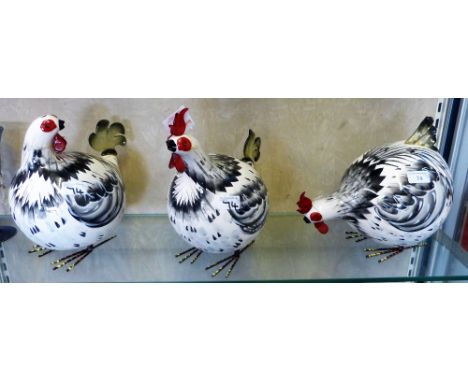 Three Gallo ceramic "Rocking Rooster" figures