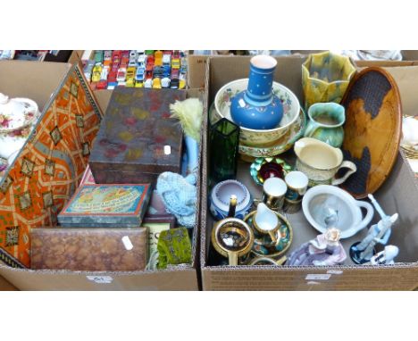 A box of miscellaneous china and glass including Noritake coffee service, Poole, Royal Doulton Deadwood crackle ware, Mettlac