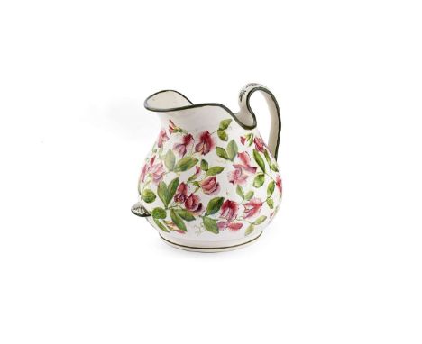  EXTRA LARGE 'SWEET PEAS' EWER glazed earthenware, impressed maker's mark WEMYSS WARE/ R.H.& S.   28cm high 