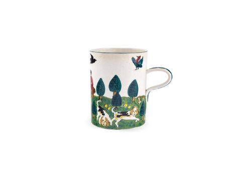   LARGE EARLSHALL 'HUNTING' MUG glazed earthenware, impressed WEMYSS  14cm high  Literature: Davis P. et al Wemyss Ware: A De