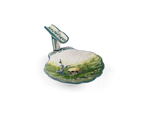   'SKULL, DAISIES AND SPEEDWELL' ASHTRAY glazed earthenware, impressed maker’s mark WEMYSS  Provenance: Collection of Hugh Hu