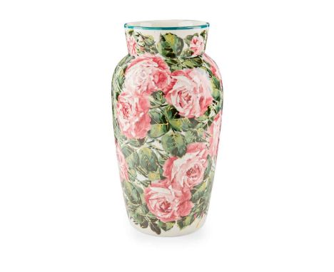   LARGE 'CABBAGE ROSES' JAPAN VASE glazed earthenware, painted by Karel Nekola, painted and impressed maker's marks WEMYSS   