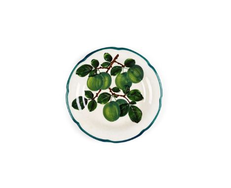   'GREENGAGES' GORDON DESSERT PLATE glazed earthenware, impressed maker's mark WEMYSS WARE/ R.H.& S.   21cm diameter 