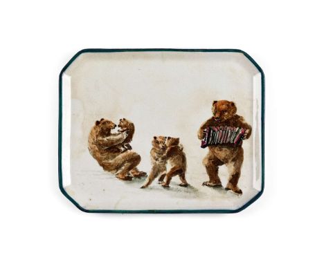   'FAMILY OF BEARS' COMB TRAY glazed earthenware, painted by Karel Nekola, impressed maker's mark WEMYSS  Provenance: Origina