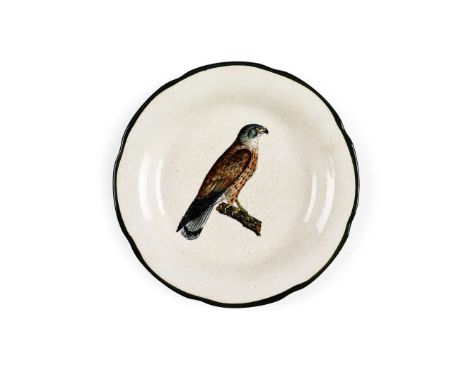   'KESTREL' GORDON DESSERT PLATE glazed earthenware, painted by Karel Nekola, painted inscription FAUCON CRESSERELLETTE/ (FAL