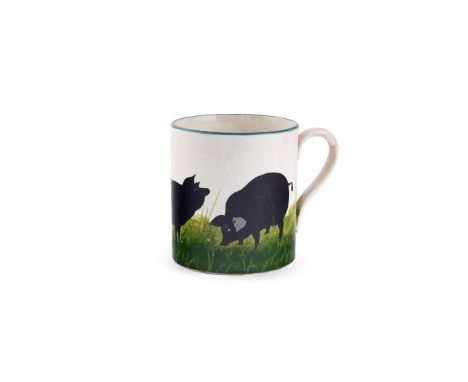   SMALL 'BLACK PIGS' MUG glazed earthenware, impressed maker's mark WEMYSS, printed Thomas Goode & Co retailer's mark   9cm h