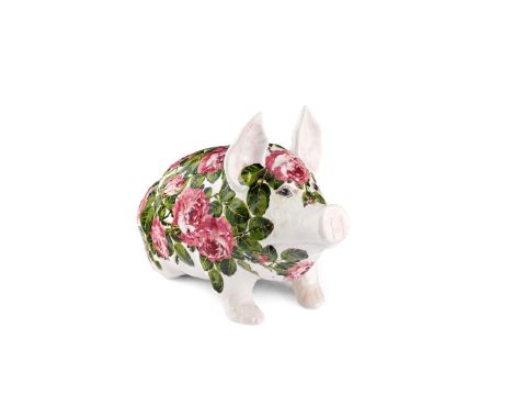   LARGE 'CABBAGE ROSES' PIG glazed earthenware, painted by Karel Nekola, impressed maker’s mark WEMYSS, painted Thomas Goode 
