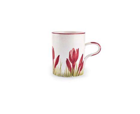   LARGE 'RED CROCUSES' MUG glazed earthenware, impressed maker's mark WEMYSS WARE/ R.H.& S.   14.5cm high 