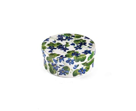   'VIOLETS' POWDER BOX glazed earthenware, painted by James Sharp, painted and impressed maker’s mark WEMYSS   13cm diameter 