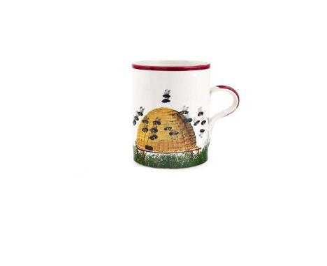   LARGE 'BEES & HIVE' MUG glazed earthenware, impressed maker’s mark WEMYSS   14cm high 