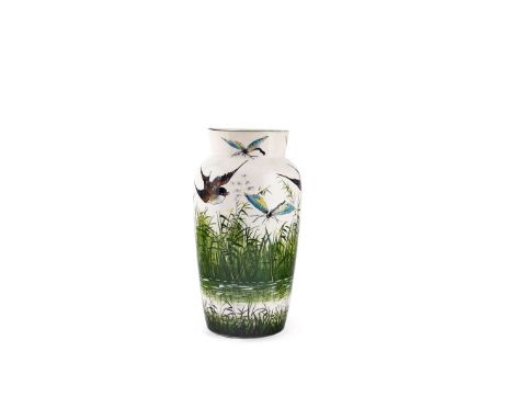   LARGE  'SAND MARTINS, DRAGONFLIES & MOSQUITOS' JAPAN VASE glazed earthenware, painted and impressed maker’s mark WEMYSS  33