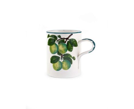   LARGE 'GREENGAGES' MUG glazed earthenware, faintly impressed WEMYSS   14.2cm high 