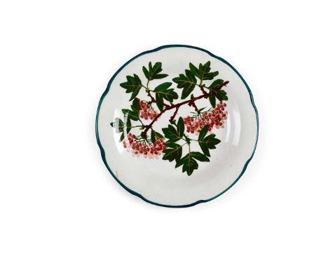   'FLOWERING HAWTHORN' GORDON DESSERT PLATE glazed earthenware, impressed maker's mark WEMYSS WARE/ R.H.& S., printed Thomas 