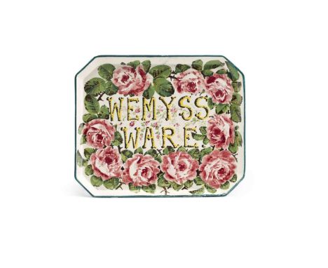   LARGE 'CABBAGE ROSES' PROMOTIONAL TRAY glazed earthenware, painted by Edwin Sandland, bears the inscription WEMYSS WARE, pa