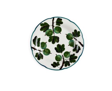   'GREEN GOOSEBERRIES' GORDON DESSERT PLATE glazed earthenware, impressed maker's mark WEMYSS WARE/ R.H.& S., printed Thomas 