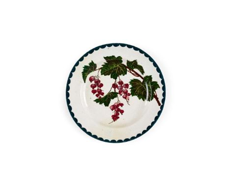   SET OF SIX 'FRUITS' PLATES glazed earthenware, painted with rowan berries, oranges, blackcurrants, redcurrants, apples and 