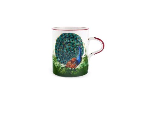   LARGE 'PEACOCK' MUG glazed earthenware, impressed maker’s mark WEMYSS  14cm high  Literature: Davis P. et al Wemyss Ware: A