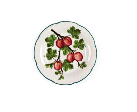   'RED GOOSEBERRIES' GORDON DESSERT PLATE glazed earthenware, impressed maker’s mark WEMYSS   20.8cm diameter 