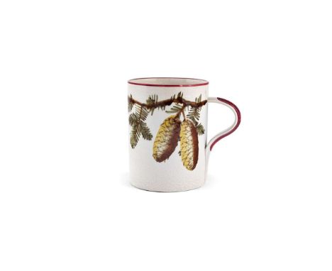   LARGE 'SPRUCE CONES' MUG glazed earthenware, impressed maker’s mark WEMYSS  14cm high   