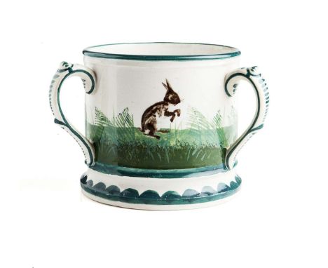   SMALL 'HARES' LOVING CUP glazed earthenware, impressed maker's mark WEMYSS WARE/ R.H. & S.   10.2cm high 