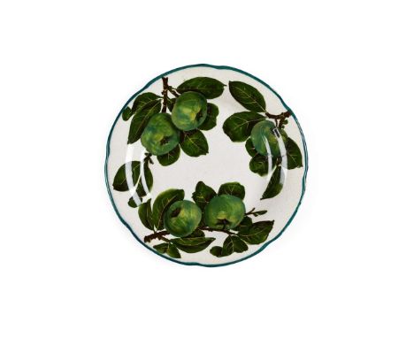   'GREEN APPLES' GORDON DESSERT PLATE glazed earthenware, impressed maker’s mark WEMYSS   21cm diameter 