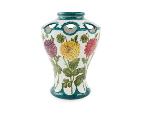   'DAHLIAS' KENMORE VASE glazed earthenware, impressed maker's mark WEMYSS WARE/ R.H.& S., printed Thomas Goode & Co. retaile