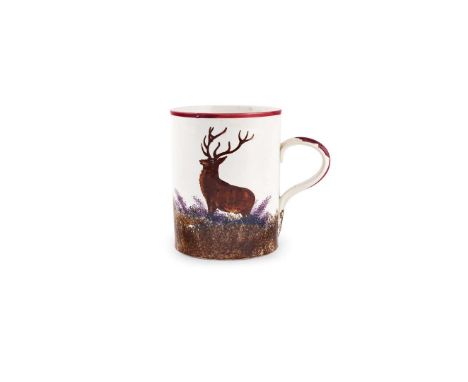   LARGE 'ROYAL STAG AND HIND' MUG glazed earthenware, impressed maker's mark WEMYSS   14.2cm high 