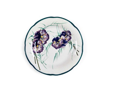   'PANSIES AND GRASSES' GORDON DESSERT PLATE glazed earthenware, painted by Karel Nekola, painted and impressed maker’s mark 