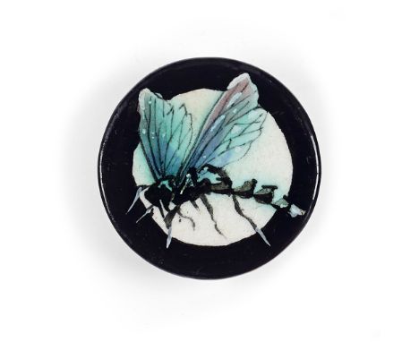   'DRAGONFLY' BUTTON glazed earthenware, impressed maker’s mark WEMYSS   3.2cm diameter 