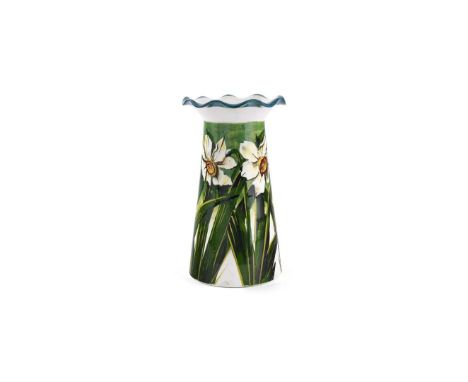   LARGE 'PHEASANTS EYE NARCISSI' GROSVENOR VASE glazed earthenware, impressed maker’s mark WEMYSS   21cm high 