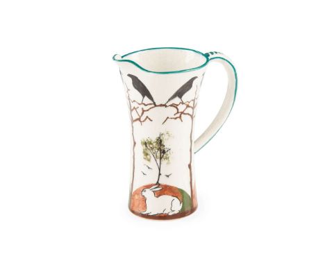   EARLSHALL 'ROOKS AND RABBITS' MILK JUG glazed earthenware, impressed maker's mark WEMYSS   12.7cm high 