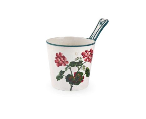   'PELARGONIUMS' LUGGIE glazed earthenware, impressed maker's mark WEMYSS WARE/ R.H.& S.   15.3cm high, 22cm high including h