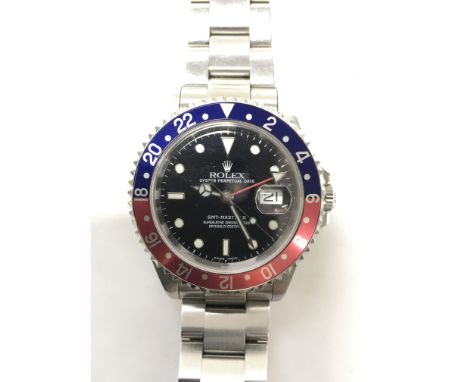 A fine gents Rolex oyster perpetual GMT-Master II chronometer wristwatch. This superb timepiece is designed to show the time 