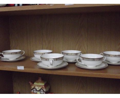 Minton twin handle cups and saucers x6