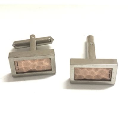 9ct Clogau Gold Hammered &amp; Titanium cufflinks 10.57g