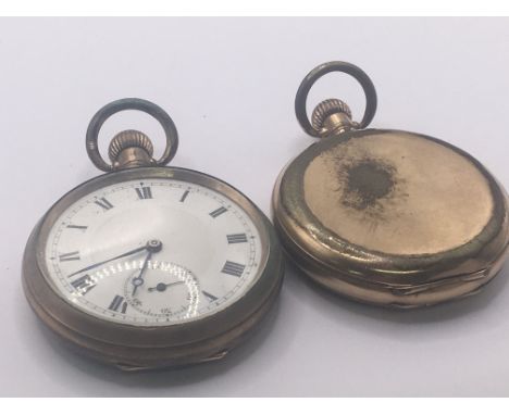Two gold plated button wind pocket watches