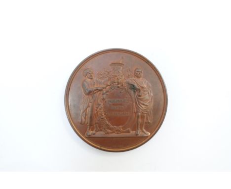 A cased Pharmaceutical Society of Great Britain bronze medal designed by L.C Wyon and awarded to Aubrey Thomas Hill, 1894, 7c