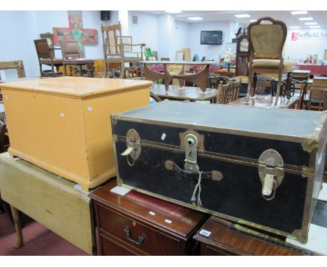 XIX Century Painted Pine Box and Travelling Trunk.
