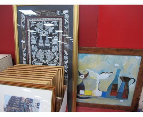 A Set of Eight Bolshoi Nutcracker Prints, Terry Gorman print, R. Wachtmeister print, Chinese silk panel.