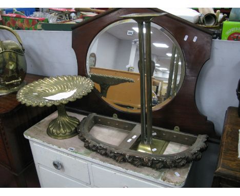 Console Table Top with Applied Roses, 66cm wide, brass stand and gadrooned comport. (3)