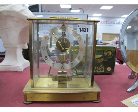 Kieninger &amp; Obergfell Electromagnetic Mantel Clock, in glass and gilt metal, 19.5cm wide.