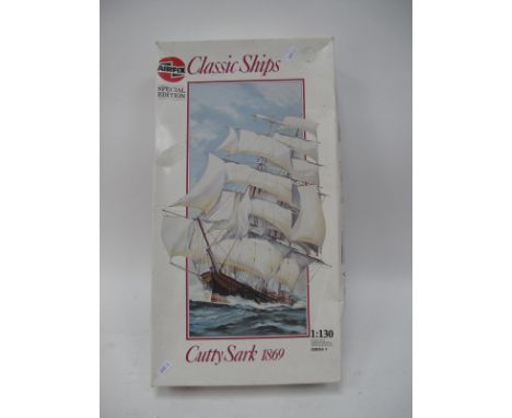 An Airfix 1:130 Scale Kit of The Cutty Sark, boxed, appear unstarted with instructions, unchecked.