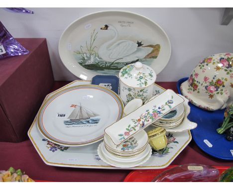 Wedgwood 'Devon Rose' Octagonal Meat Dish, various trinkets including Aynsley, Wedgwood, Worcester, Doulton, a Portmeirion 'M