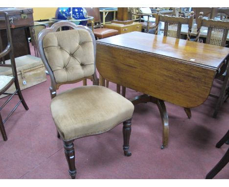 A XIX Century Mahogany Drop Leaf Table, with single drawer, octagonal pedestal and shaped supports; together with a XIX Centu