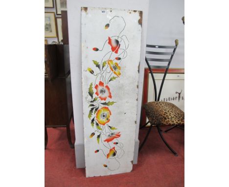 An Early XX Century Rectangular Shaped Enamel Panel, decorated with flowers on a white ground, 122 x 38cm.